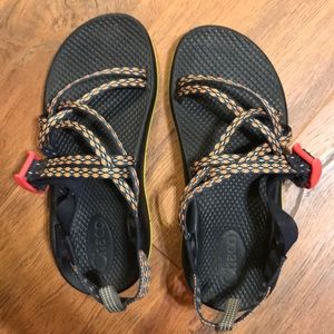 Yellow and Blue Strappy Chacos